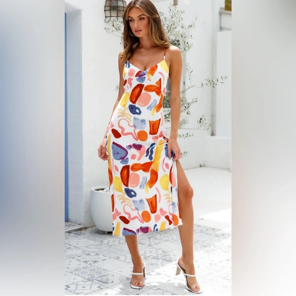 PORTRAIT OF AN ARTIST MIDI DRESS ORANGE - Picture 1 of 10